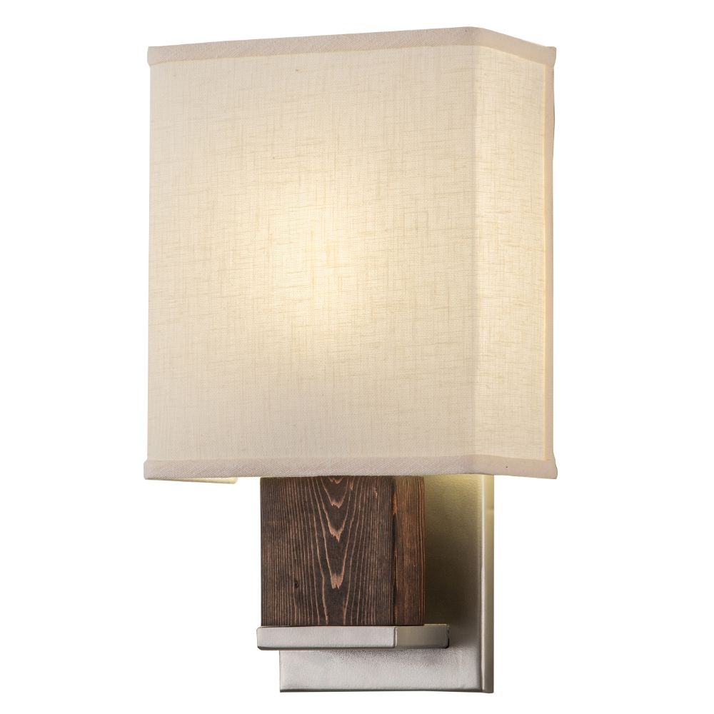Meyda Lighting 245963 8" Wide Navesink Wall Sconce in Nickel Finish;natural Wood