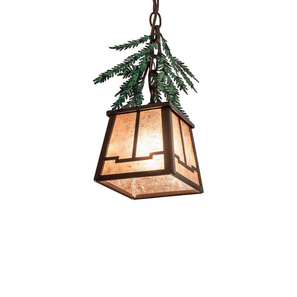 Meyda Lighting 246451 5.5" Square Pine Branch Mini Pendant in Timeless Bronze
