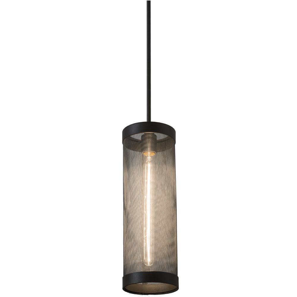 Meyda Lighting 246528 5" Wide Cilindro Cage Mini Pendant in Wrought Iron