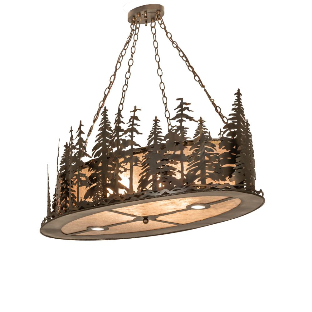 Meyda Lighting 246791 48" Long Tall Pines Oblong Inverted Pendant in Antique Copper Finish;burnished