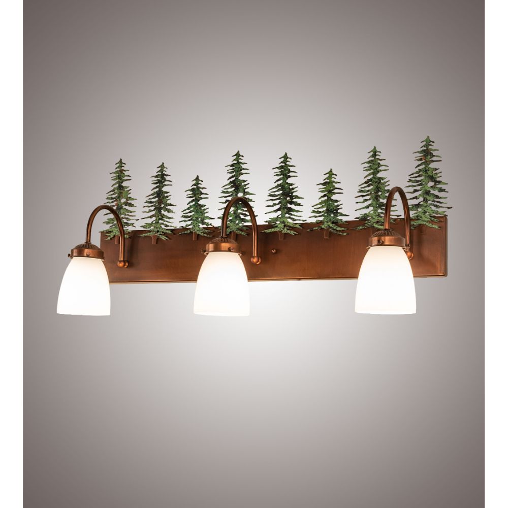 Meyda Lighting 247392 28" Wide Tall Pines 3 Light Vanity Light in Vintage Copper Finish