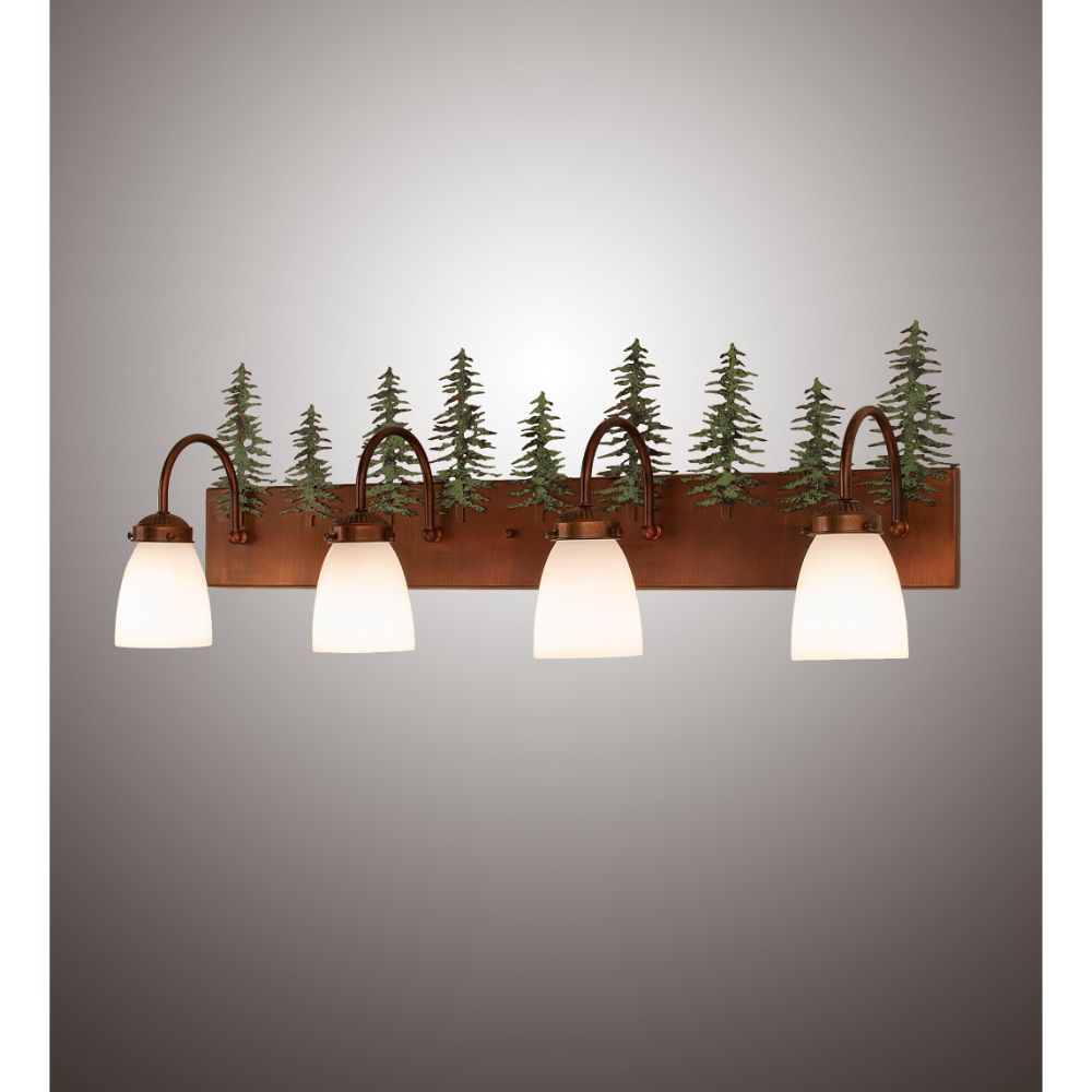 Meyda Lighting 247393 34" Wide Tall Pines 4 Light Vanity Light in Vintage Copper Finish