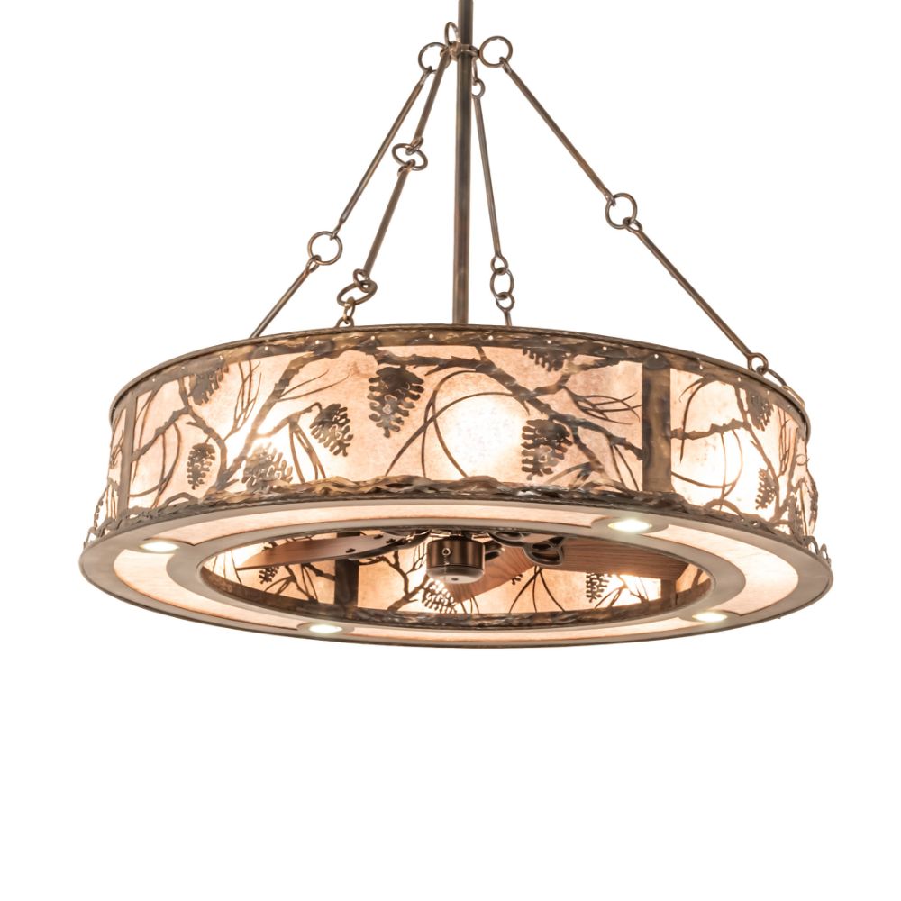 Meyda Lighting 247420 45" Wide Whispering Pines Chandel-Air in Vintage Copper Finish