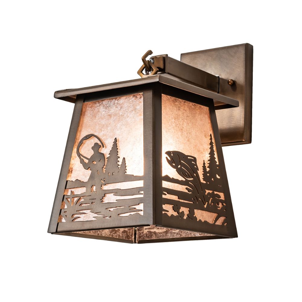 Meyda Lighting 247451 7" Wide Fly Fisherman Hanging Wall Sconce in Antique Copper Finish