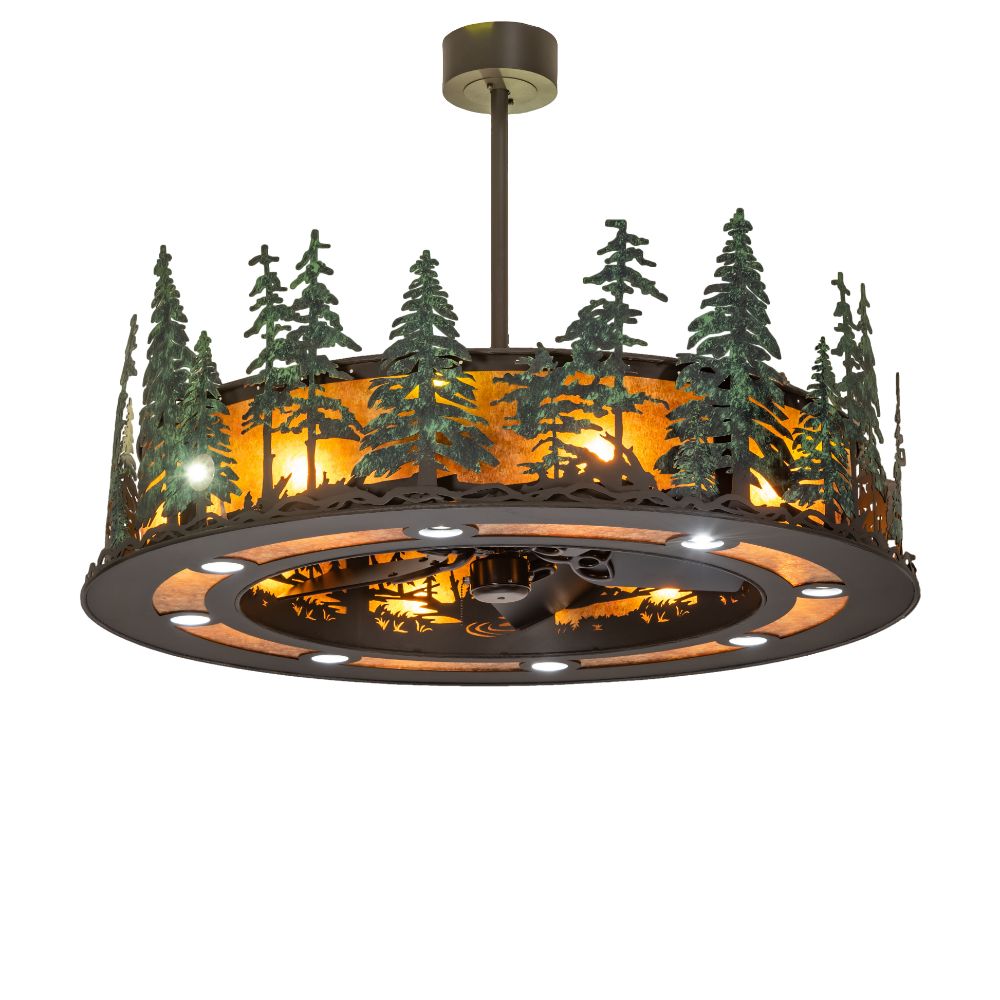 Meyda Lighting 247515 48" Wide Tall Pines Chandel-Air in Wrought Iron