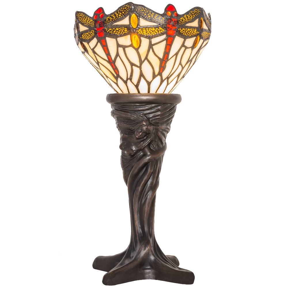 Meyda Lighting 247528 15" High Tiffany Hanginghead Dragonfly Mini Lamp