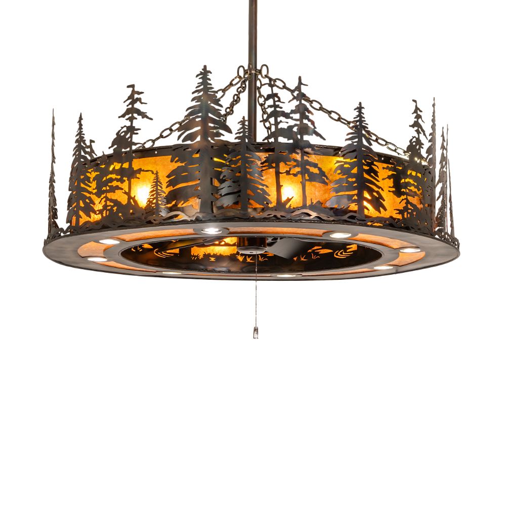 Meyda Lighting 247782 48" Wide Tall Pines Chandel-Air in Antique Copper Finish;burnished