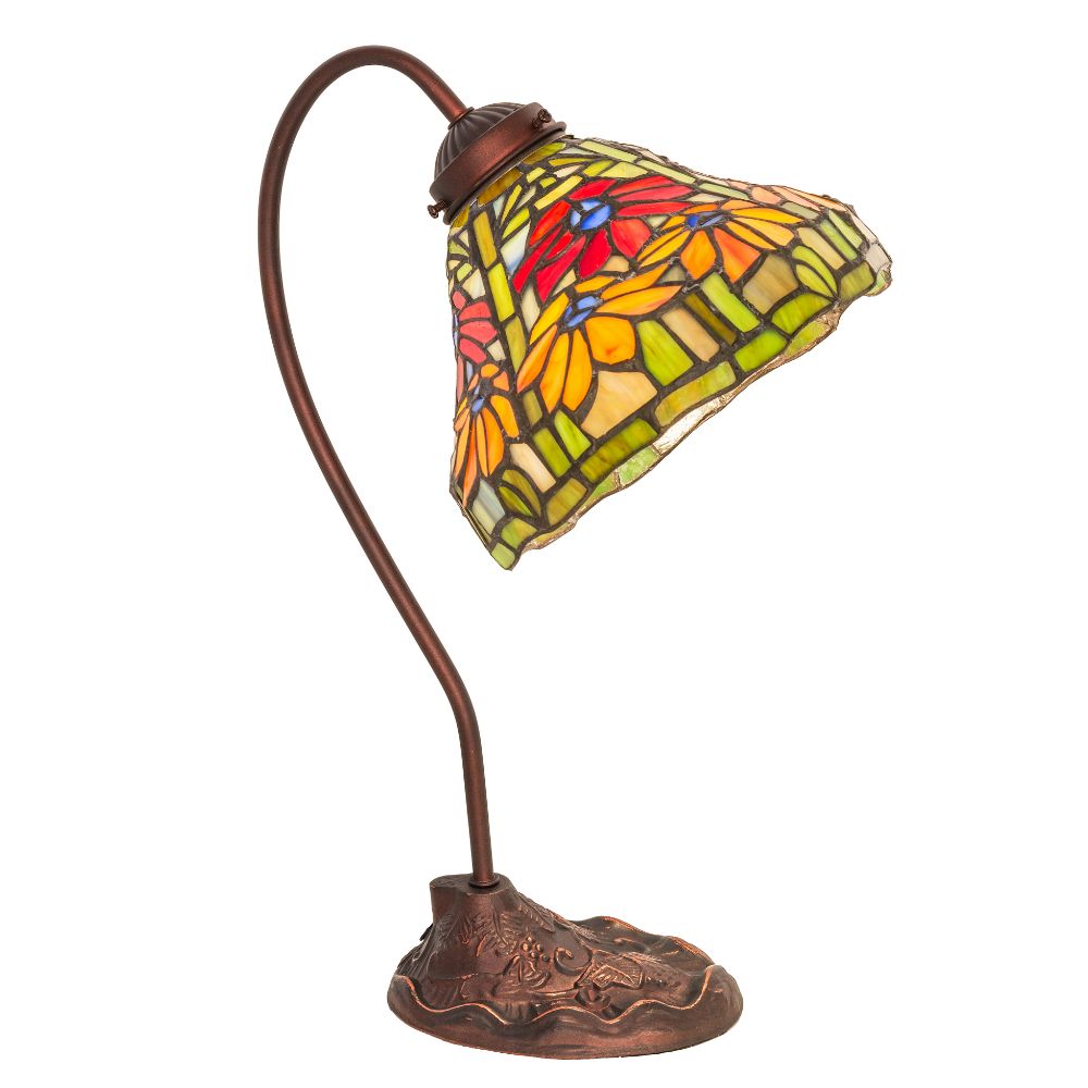 Meyda Lighting 247784 18" High Tiffany Poinsettia Desk Lamp