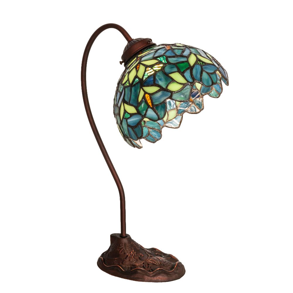 Meyda Lighting 247786 18" High Nightfall Wisteria Desk Lamp in Mahogany Bronze