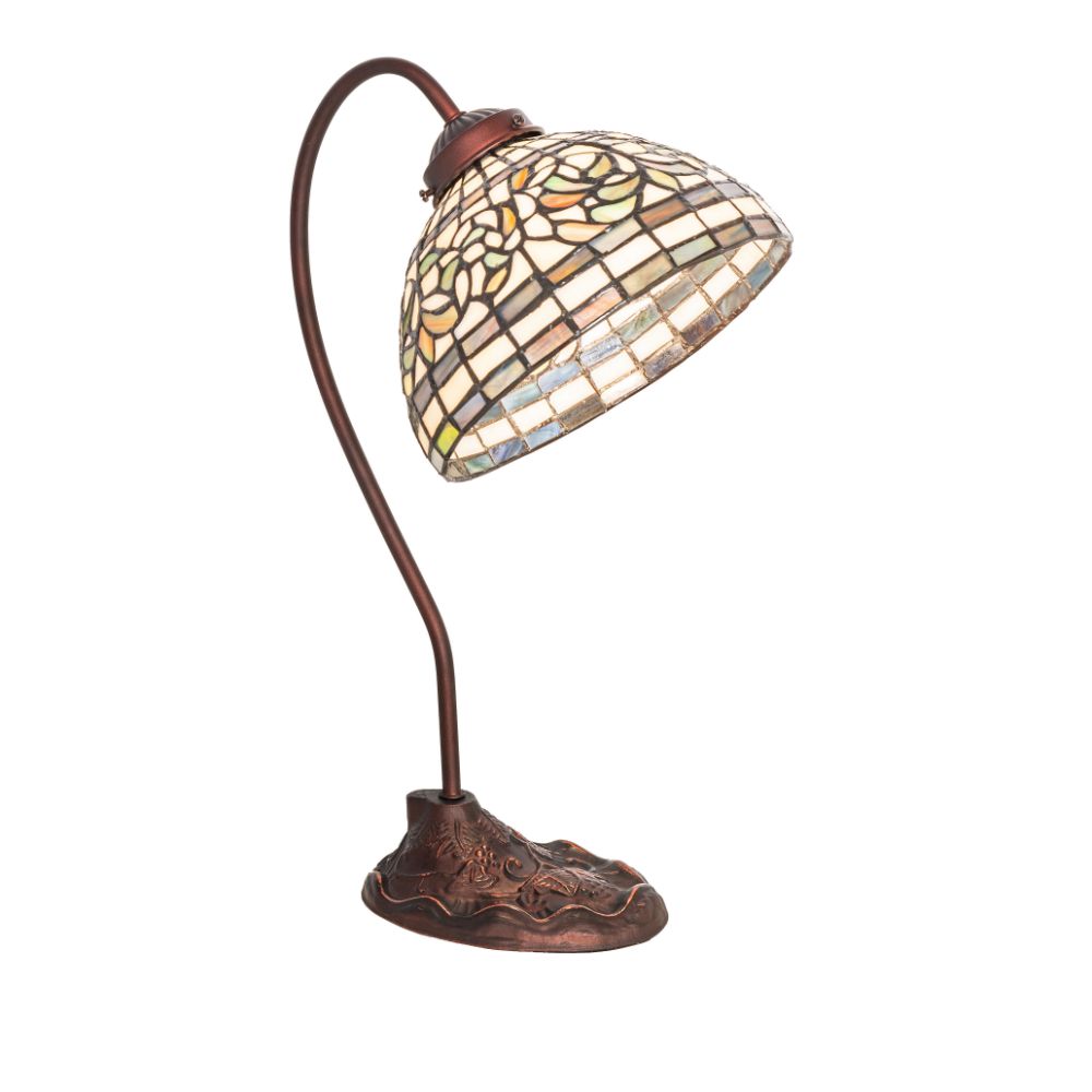 Meyda Lighting 247787 18" High Tiffany Turning Leaf Desk Lamp