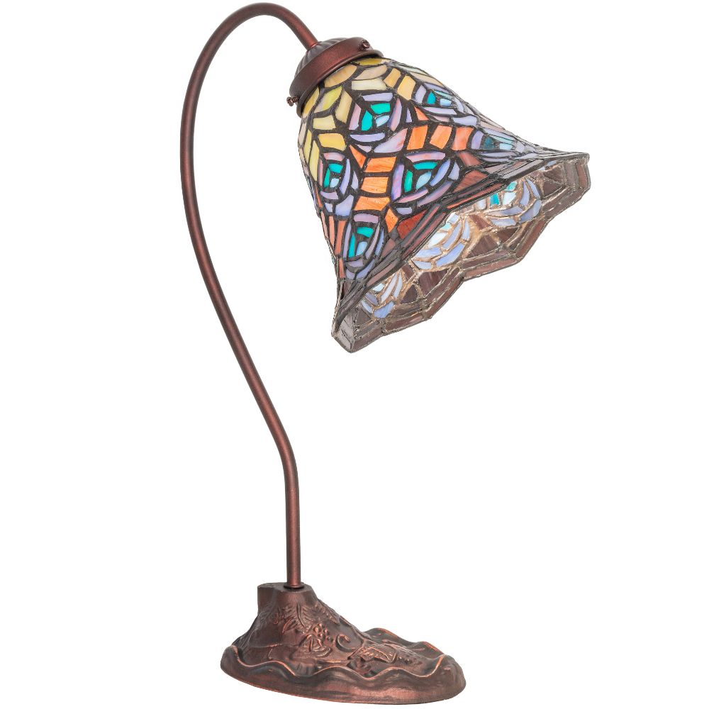 Meyda Lighting 247790 18" High Tiffany Peacock Feather Desk Lamp