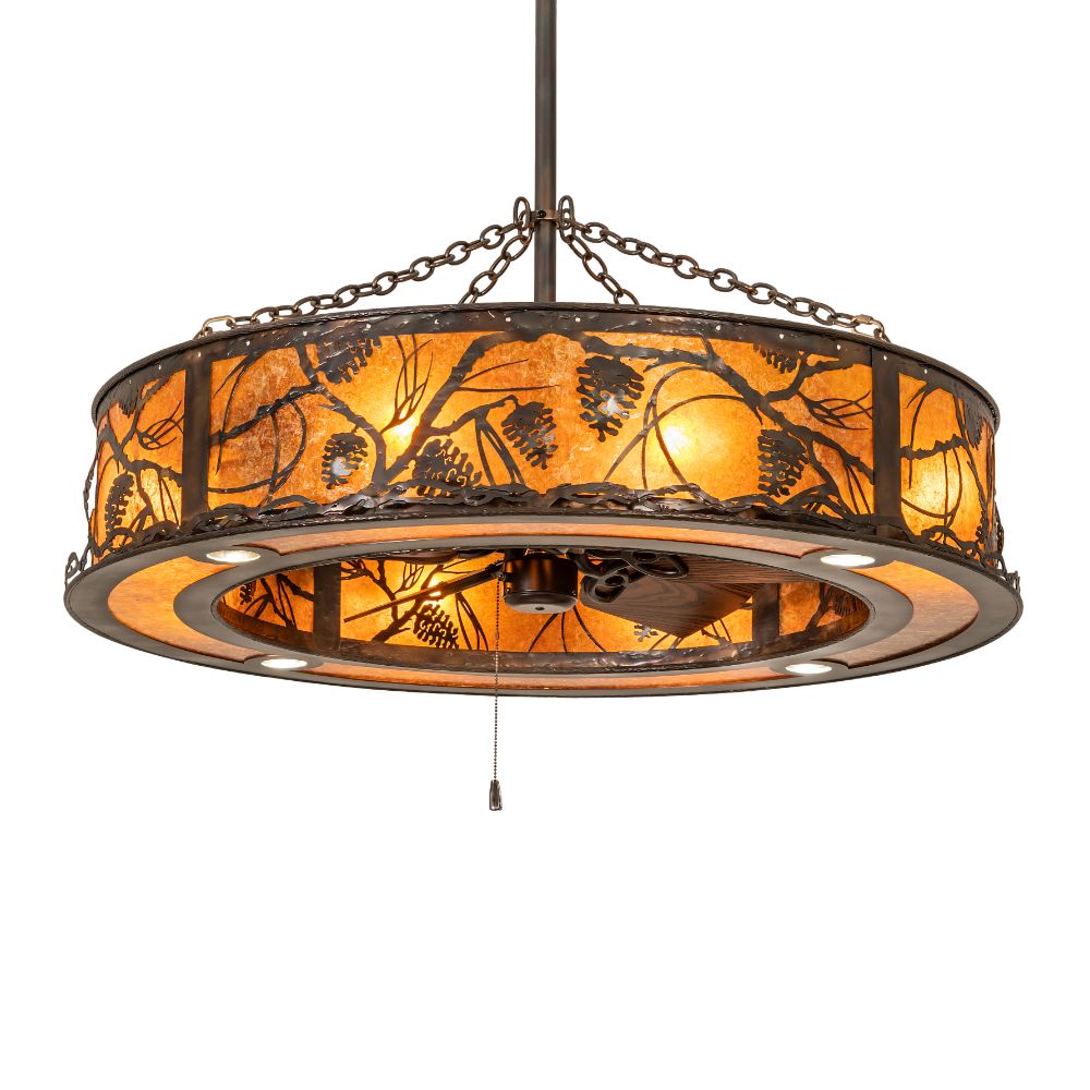 Meyda Lighting 248513 44" Wide Whispering Pines Chandel-Air in Antique Copper Finish;burnished