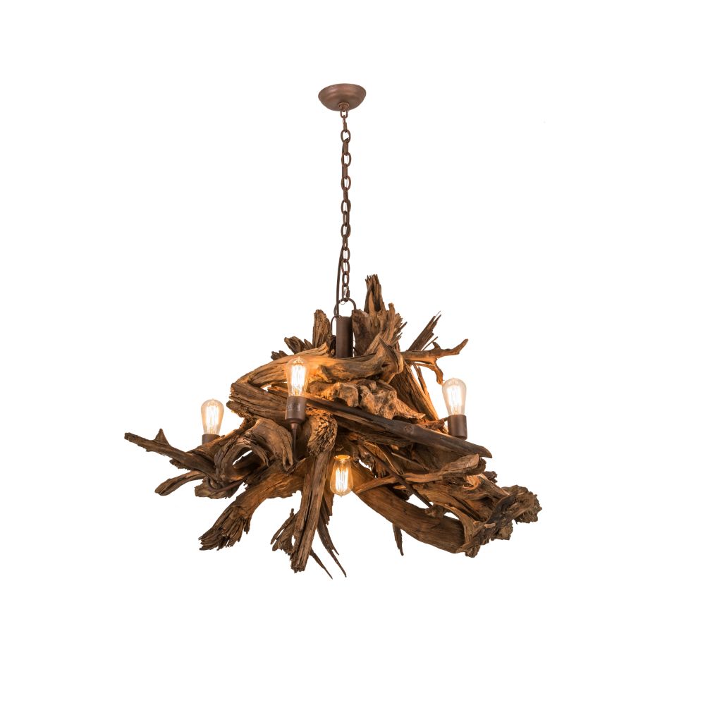 Meyda Lighting 248859 40" Wide Driftwood 6 Light Chandelier in Rust Finish;natural Wood