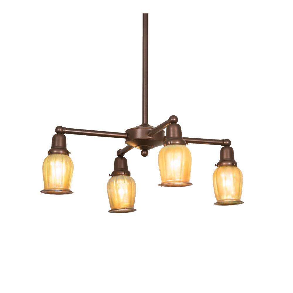 Meyda Lighting 249314 26" Wide Revival Oyster Bay Favrile 4 Arm Chandelier in Mahogany Bronze