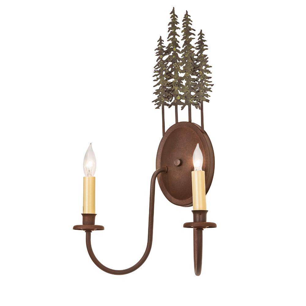 Meyda Lighting 249399 12.5" Wide Tall Pines 2 Light Wall Sconce in Rust Finish