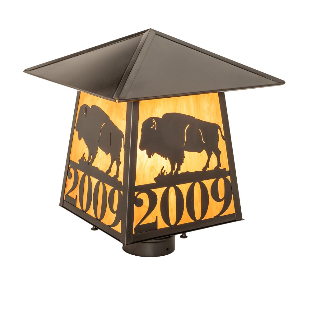 Meyda Lighting 250013 12" Square Personalized Buffalo Post Mount in Craftsman Brown Finish
