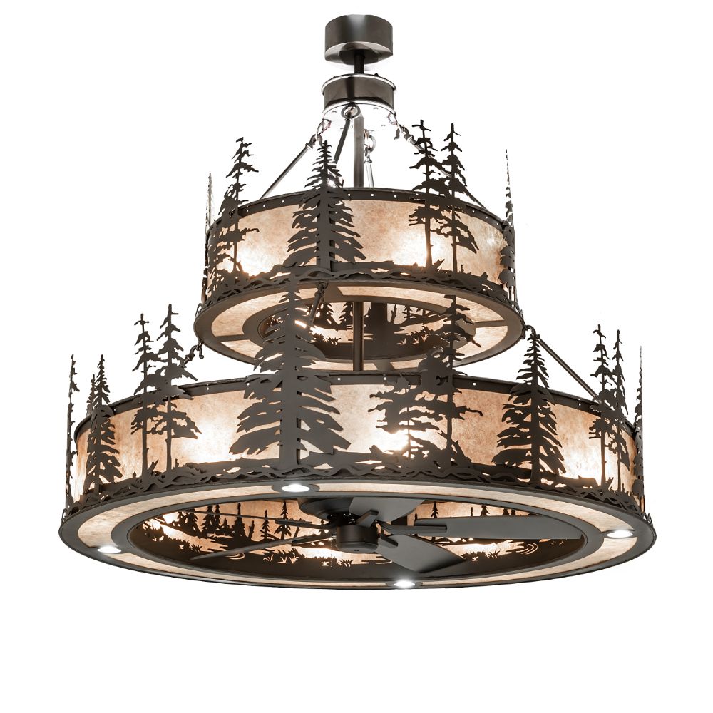 Meyda Lighting 250474 55" Wide Tall Pines Two Tier Chandel-Air in Oil Rubbed Bronze