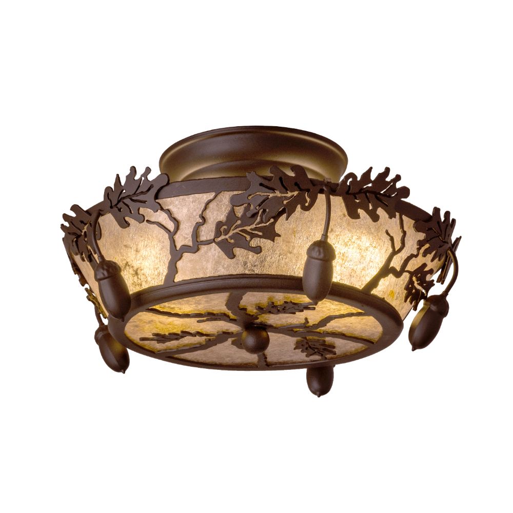 Meyda Lighting 250665 10" Wide Oak Leaf & Acorn Flushmount in Oil Rubbed Bronze