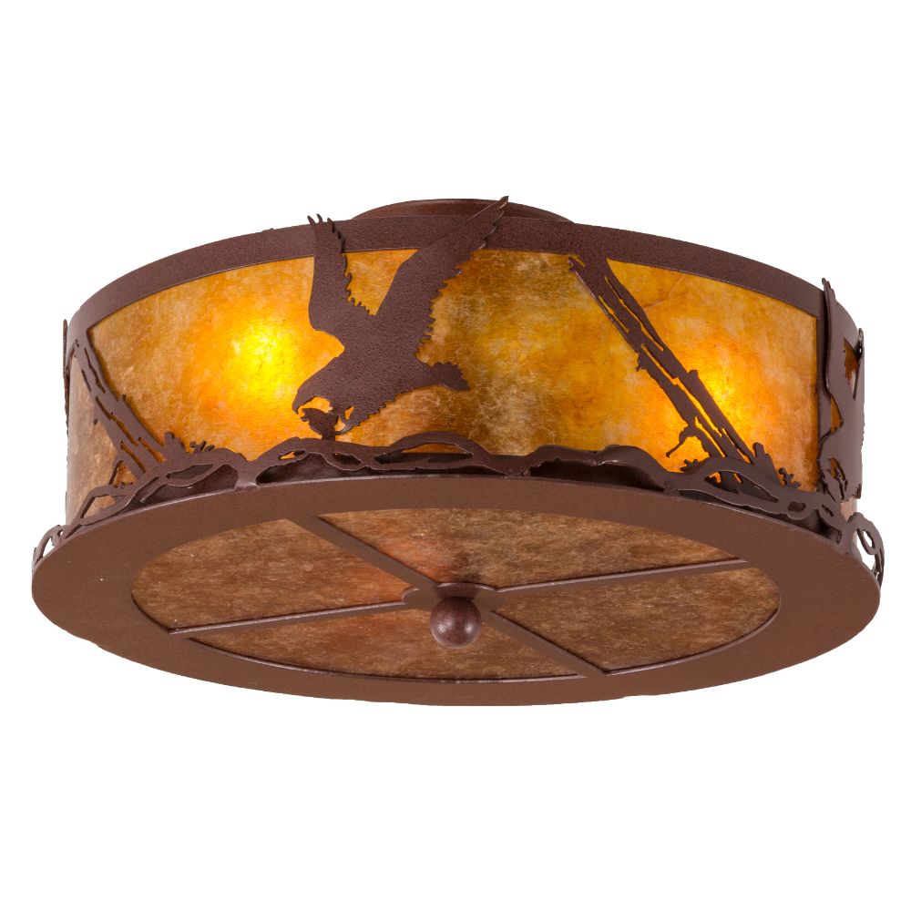 Meyda Lighting 250694 16" Wide Strike of the Eagle Flushmount in Red Rust