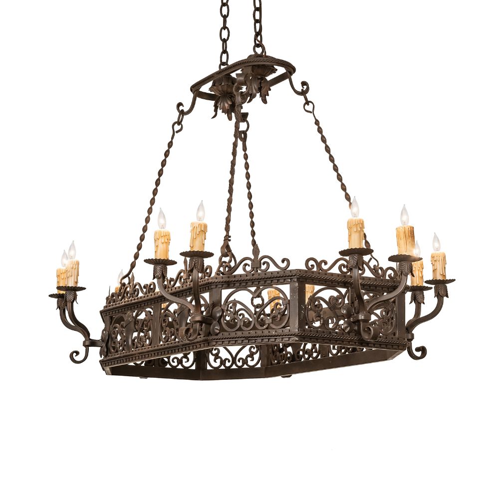 Meyda Lighting 250747 50" Long Conques 12 Light Chandelier in Oil Rubbed Bronze