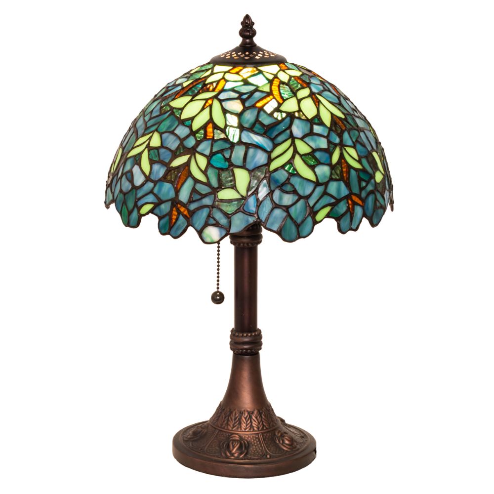 Meyda Lighting 251088 17" High Nightfall Wisteria Table Lamp in Mahogany Bronze
