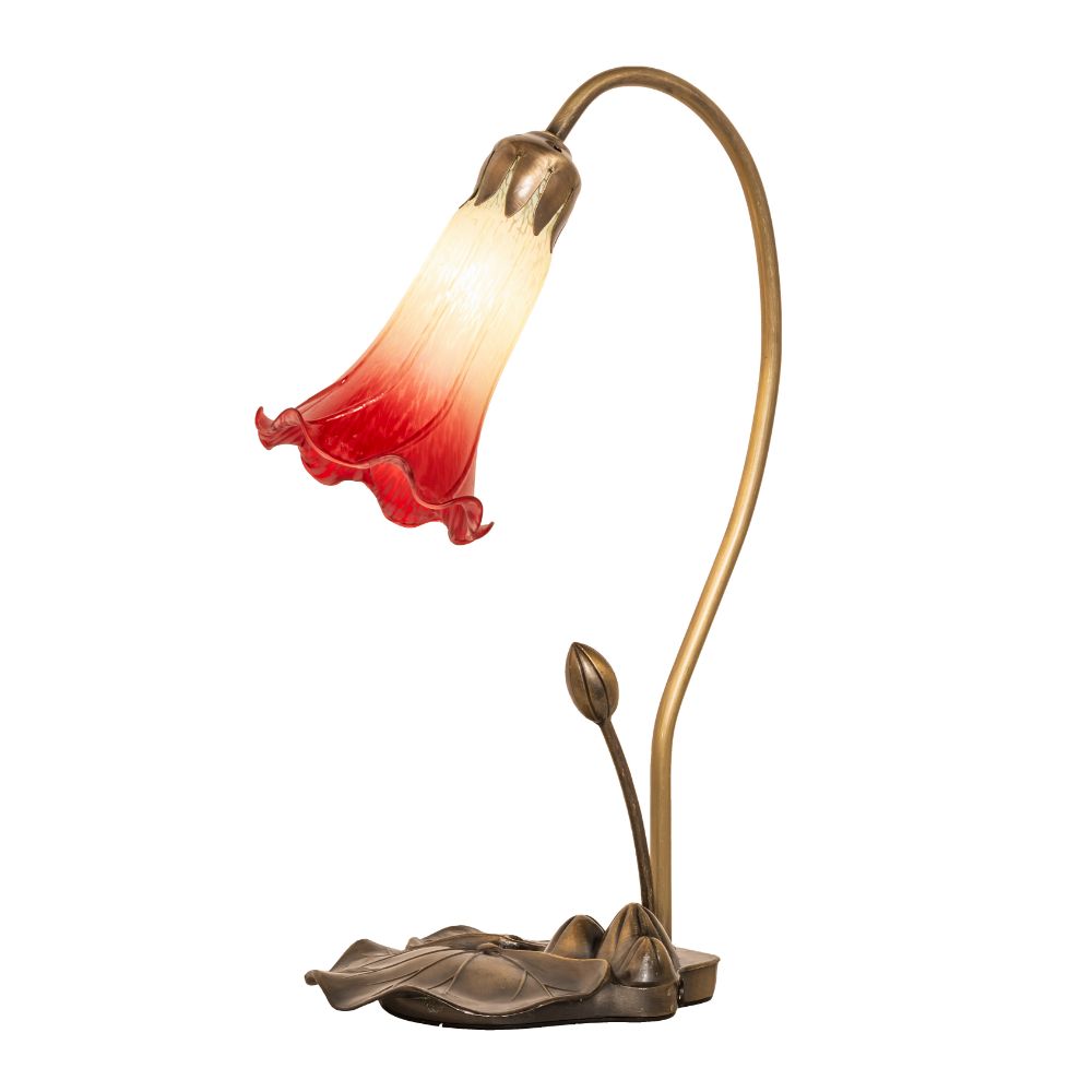 Meyda Lighting 251562 16" High Seafoam/Cranberry Pond Lily Mini Lamp