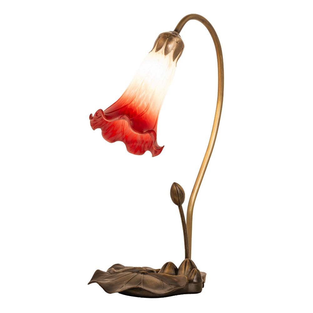 Meyda Lighting 251563 16" High Red/White Pond Lily Mini Lamp