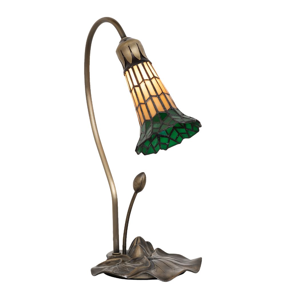 Meyda Lighting 251567 16" High Stained Glass Pond Lily Accent Lamp in Antique Copper Finish