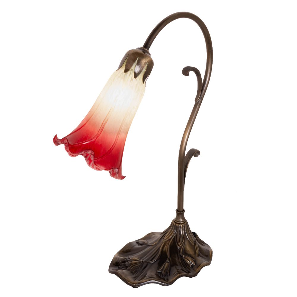 Meyda Lighting 251845 15" High Seafoam/Cranberry Pond Lily Victorian Mini Lamp