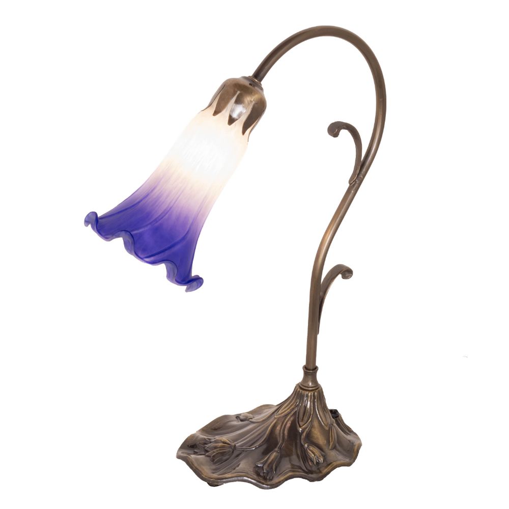 Meyda Lighting 251854 15" High Blue Pond Lily Victorian Mini Lamp