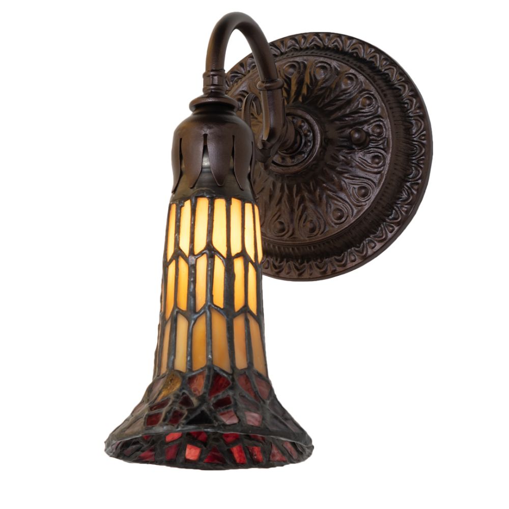 Meyda Lighting 251865 5.5" Wide Stained Glass Pond Lily Wall Sconce in Mahogany Bronze