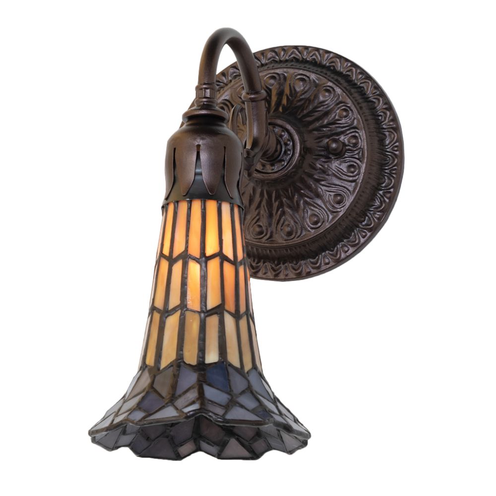 Meyda Lighting 251868 5.5" Wide Stained Glass Pond Lily Wall Sconce in Mahogany Bronze