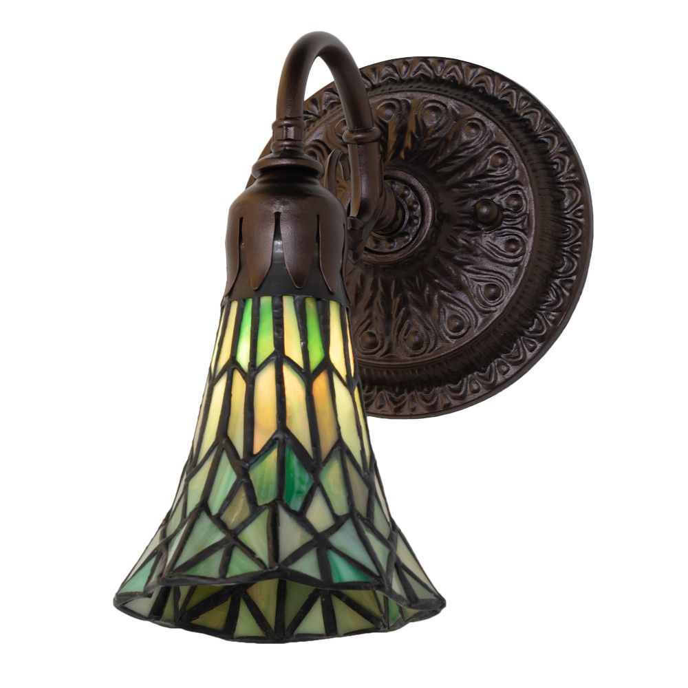 Meyda Lighting 251869 5.5" Wide Stained Glass Pond Lily Wall Sconce in Mahogany Bronze