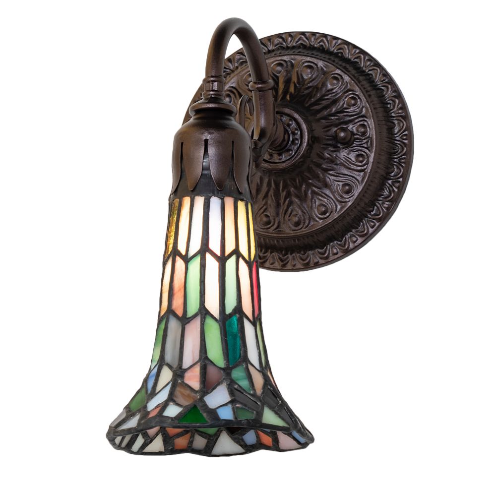 Meyda Lighting 251873 5.5" Wide Stained Glass Pond Lily Wall Sconce in Mahogany Bronze