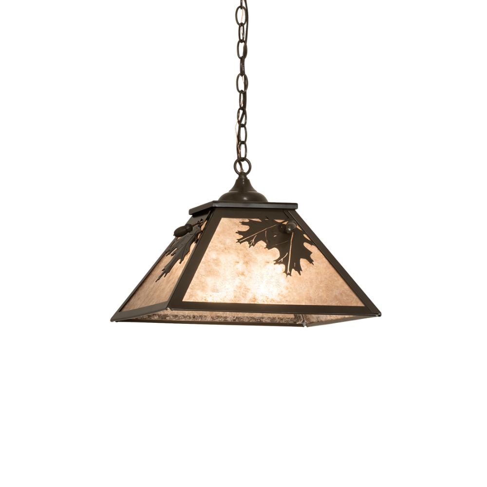 Meyda Lighting 252125 16" Square Oak Leaf & Acorn Pendant in Timeless Bronze