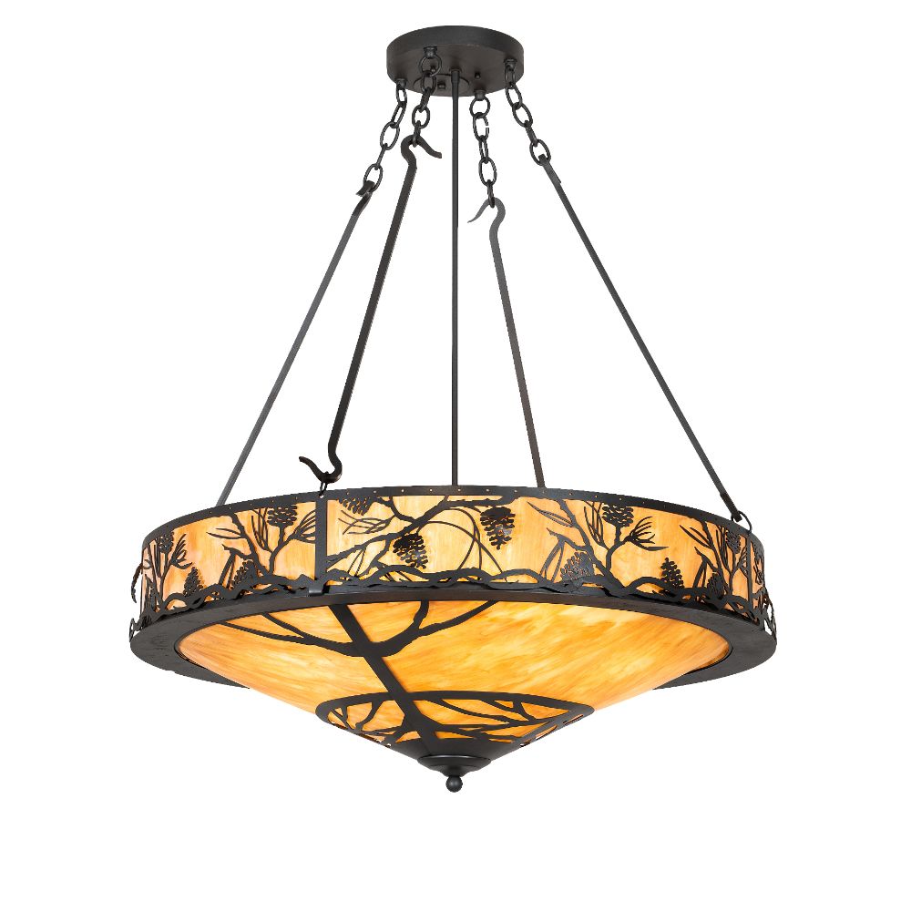 Meyda Lighting 252359 36" Wide Whispering Pines Inverted Pendant in Wrought Iron