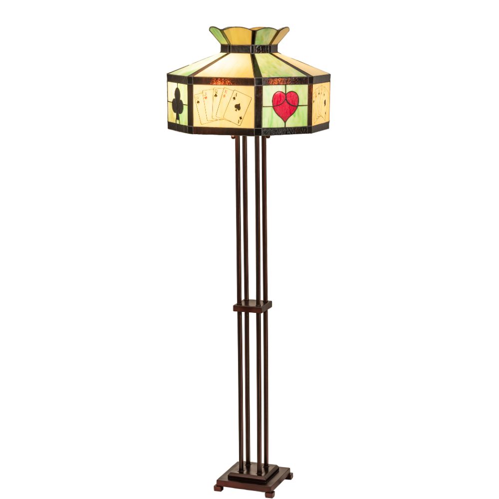 Meyda Lighting 252401 63.5" High Poker Face Floor Lamp in Mahogany Bronze