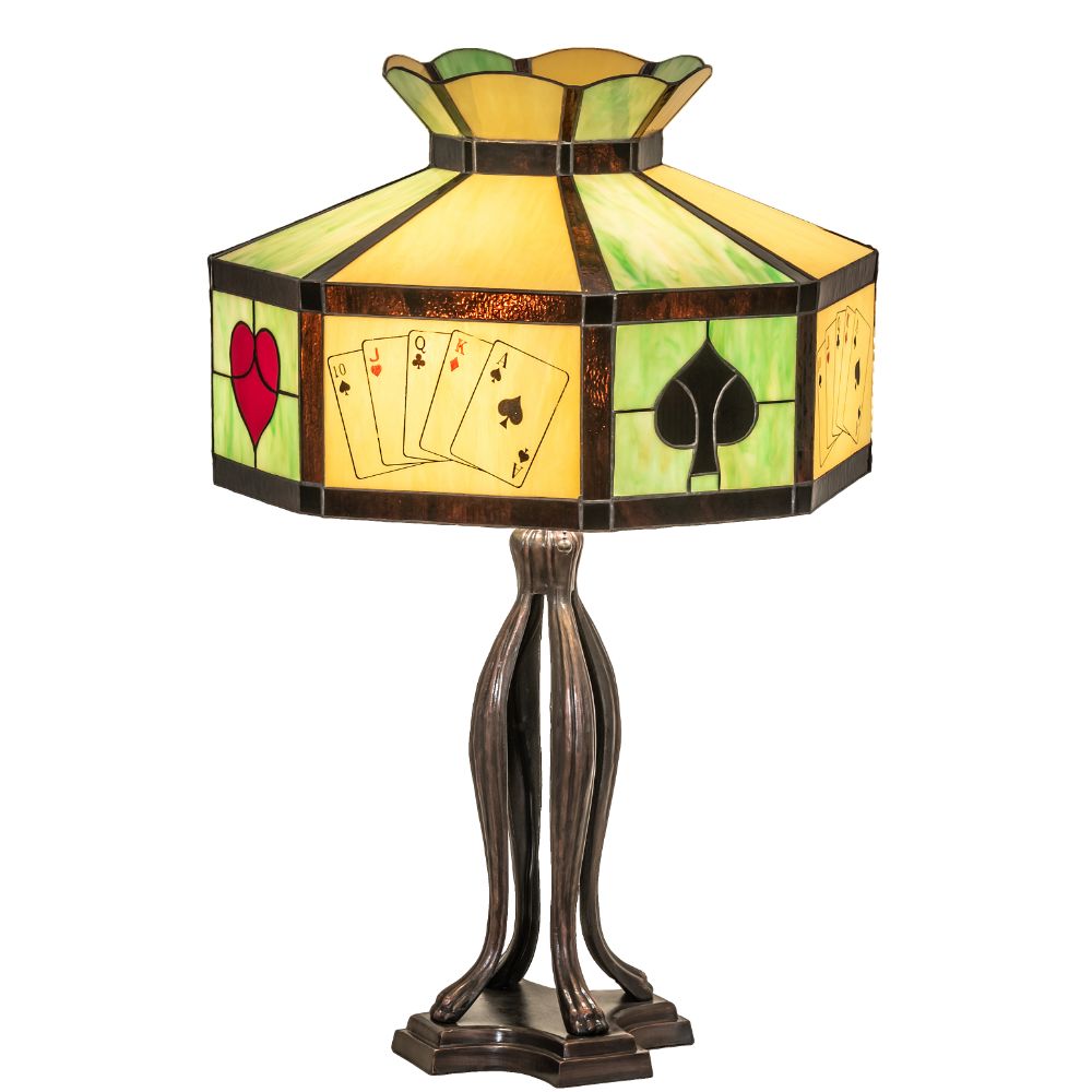 Meyda Lighting 252404 32.5" High Poker Face Table Lamp in Mahogany Bronze