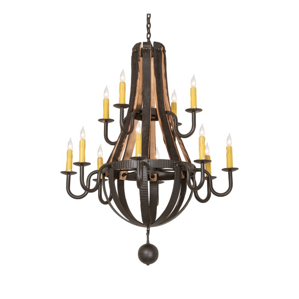 Meyda Lighting 253553 44" Wide Barrel Stave Madera 12 Light Two Tier Chandelier in Wrought Iron