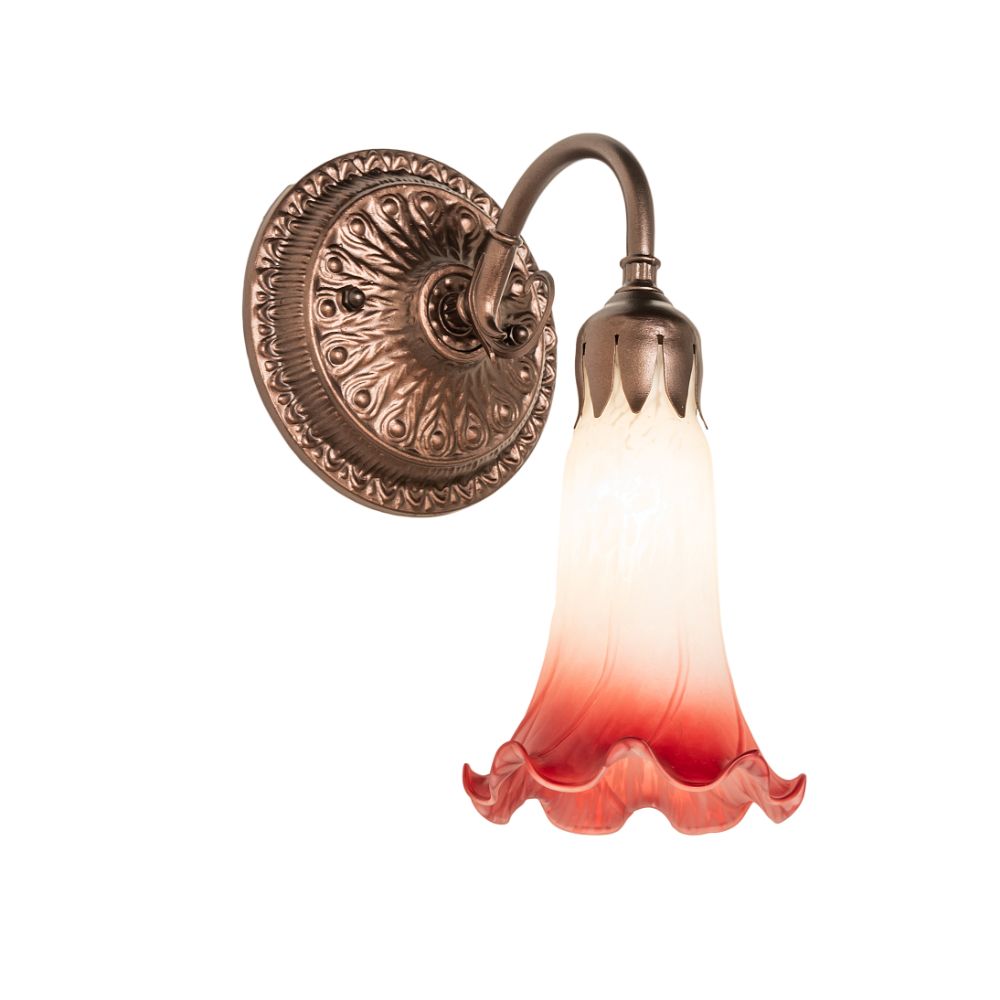 Meyda Lighting 253601 5" Wide Pink/White Pond Lily Victorian Wall Sconce in Mahogany Bronze