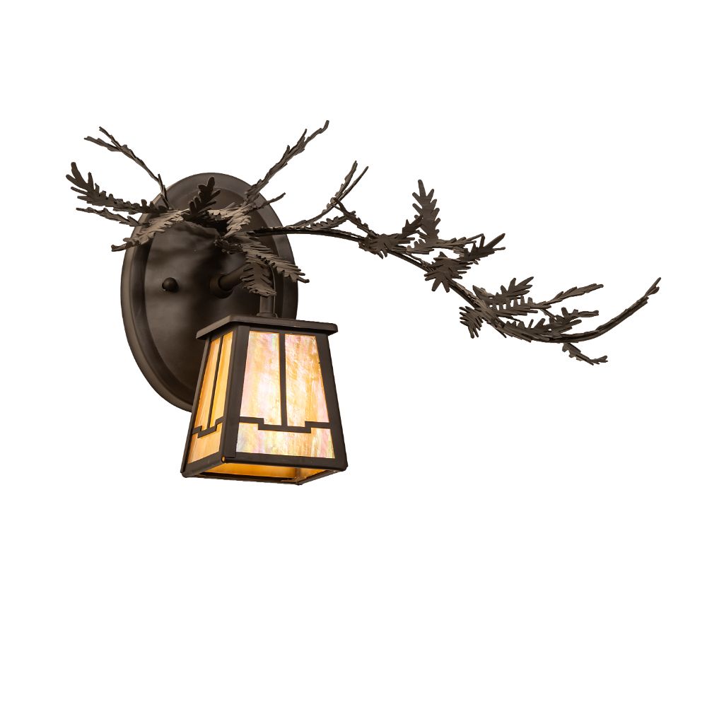 Meyda Lighting 253653 16" Wide Pine Branch Valley View Right Wall Sconce in Oil Rubbed Bronze