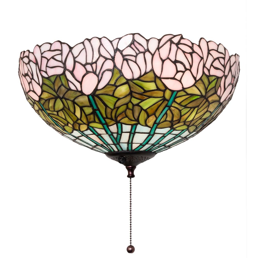 Meyda Lighting 254436 16" Wide Tiffany Cabbage Rose Fan Light Fixture 
