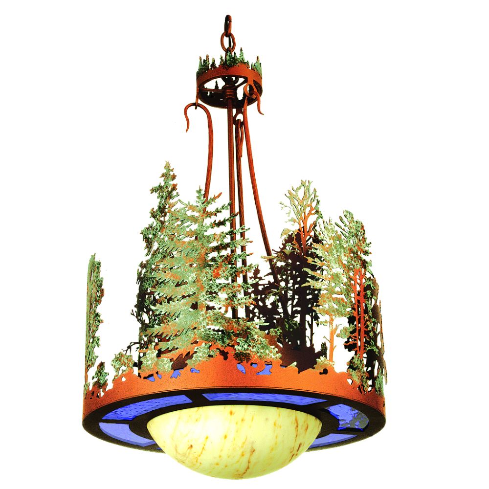Meyda Lighting 254471 18" Wide Pine Lake Cedar Inverted Pendant in Rust Finish