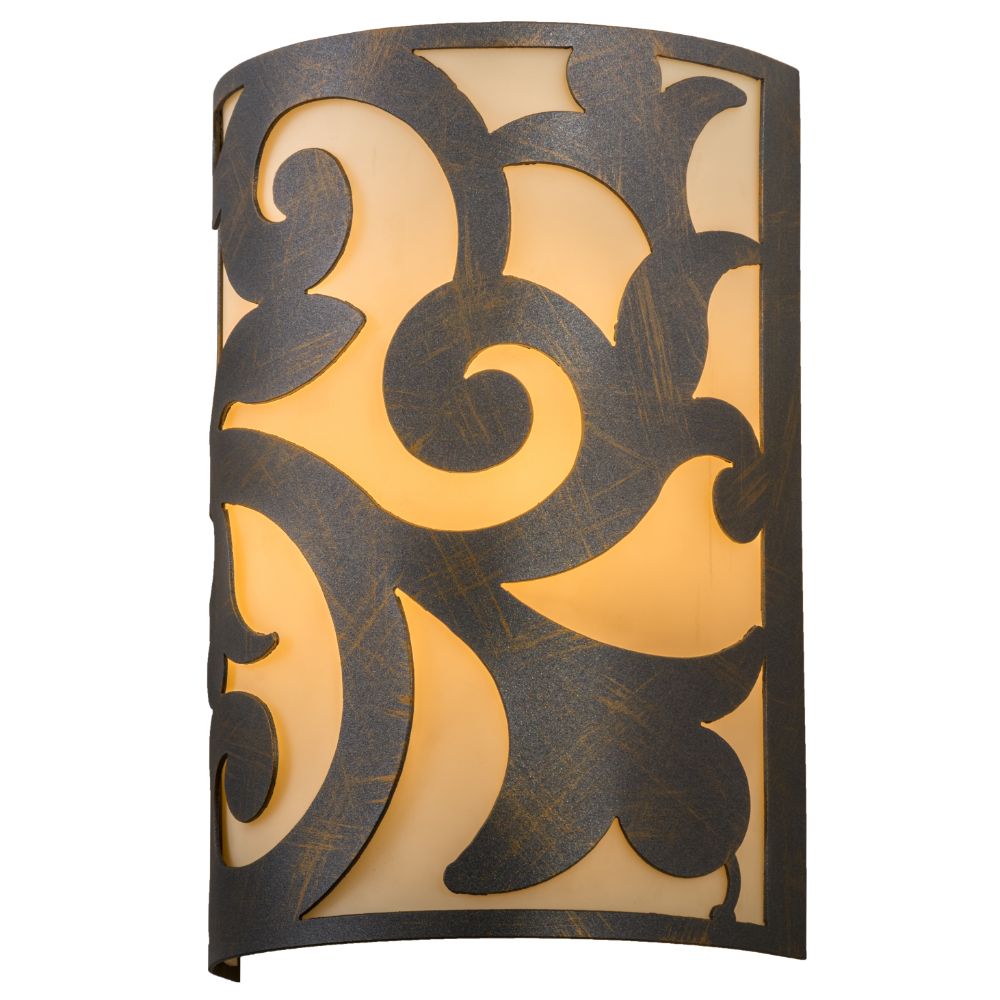 Meyda Lighting 254972 8" Wide Rickard Wall Sconce in French Bronzed Finish