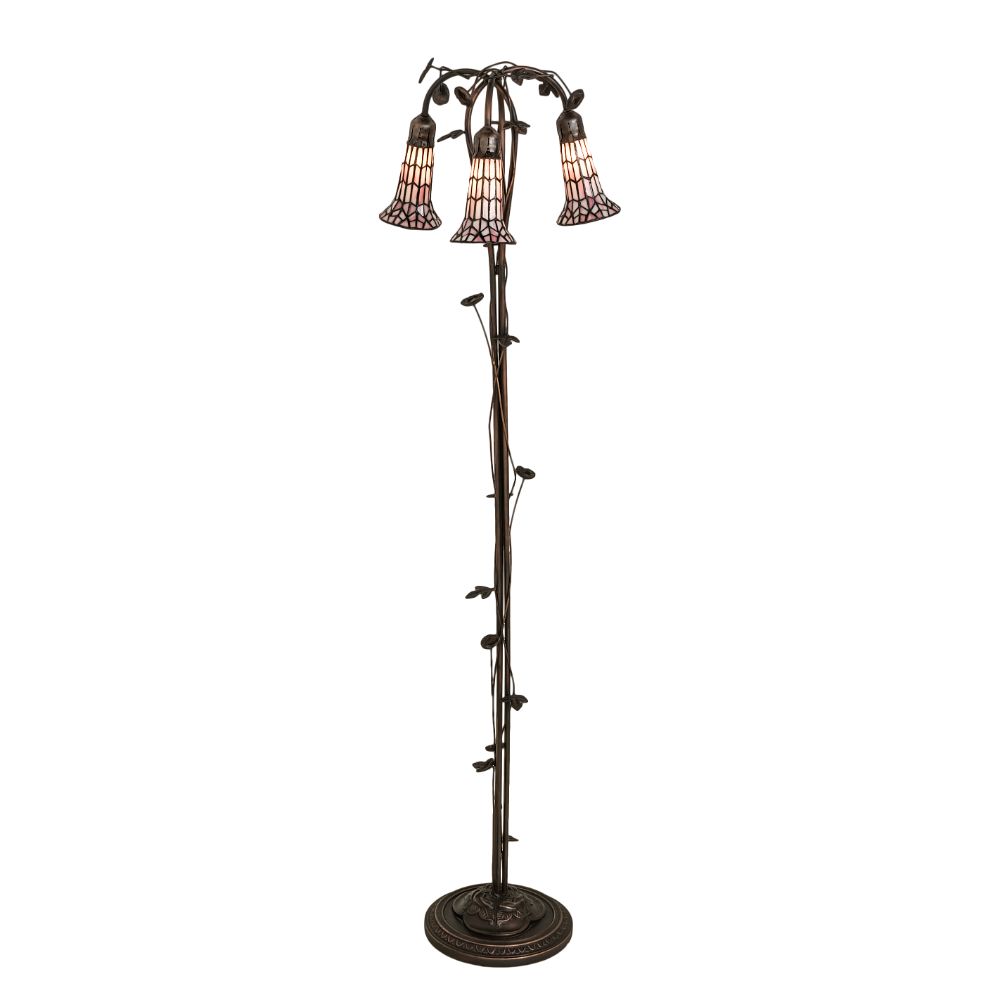 Meyda Lighting 255137 58" High Stained Glass Pond Lily 3 Light Floor Lamp in Mahogany Bronze
