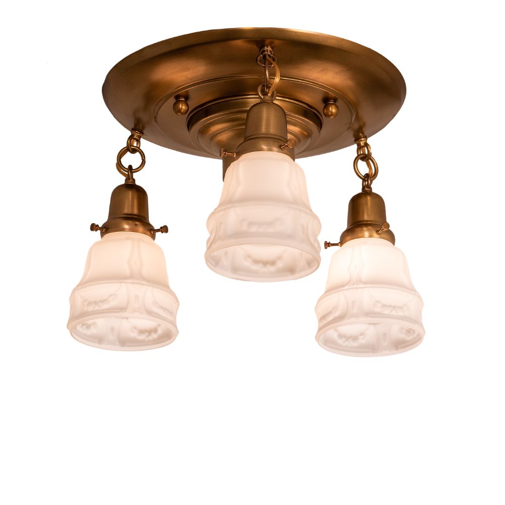 Meyda Lighting 255388 17" Wide Revival Garland 3 Light Flushmount in Polished Brass