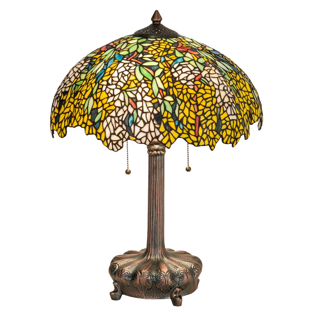 Meyda Lighting 255472 23" High Tiffany Laburnum Table Lamp in Mahogany Bronze