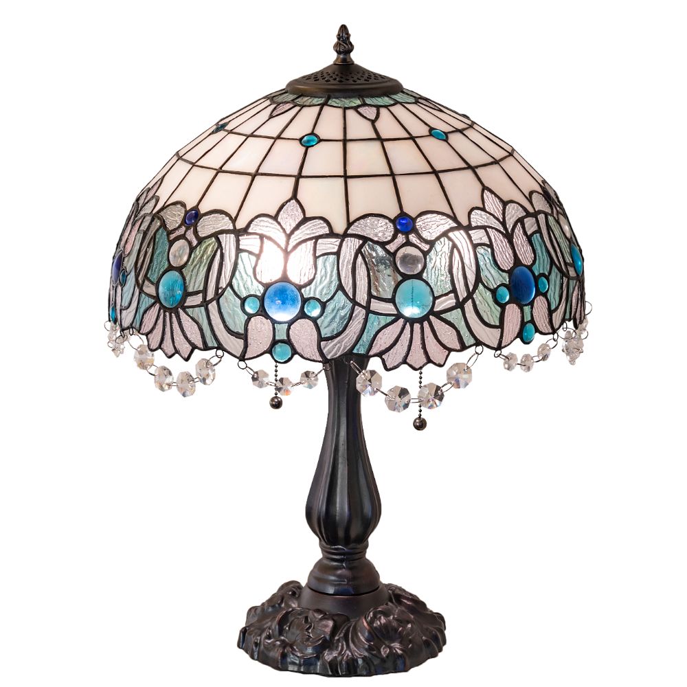 Meyda Lighting 255709 21" High Angelica Table Lamp in Mahogany Bronze