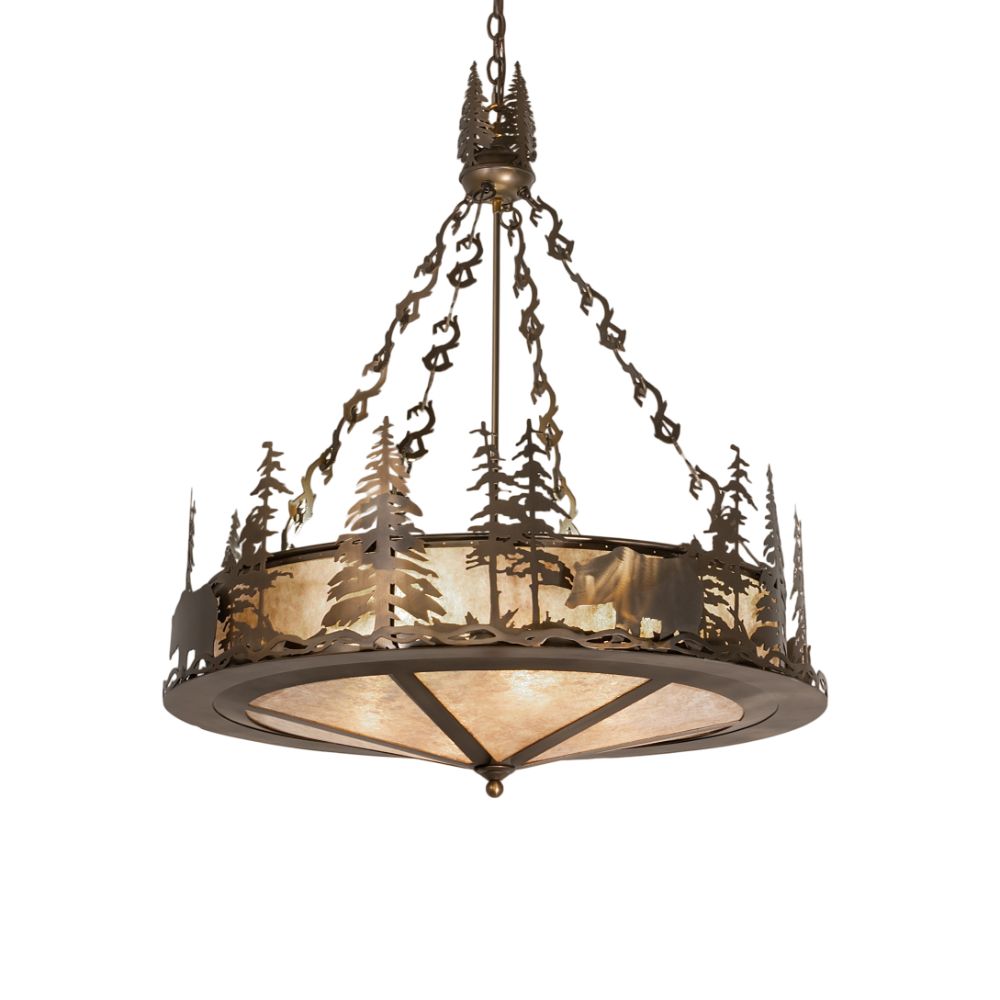 Meyda Lighting 256362 34" Wide Bear at Lake Inverted Pendant in Antique Copper Finish