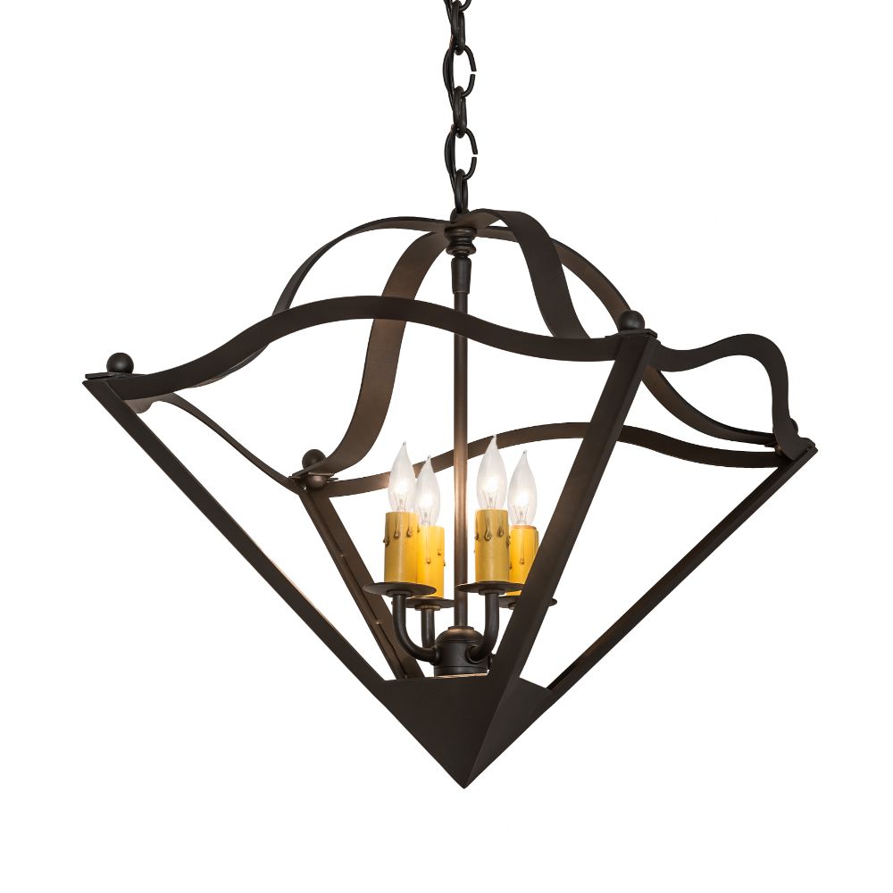 Meyda Lighting 256645 16" Square Zale Inverted Pendant in Wrought Iron